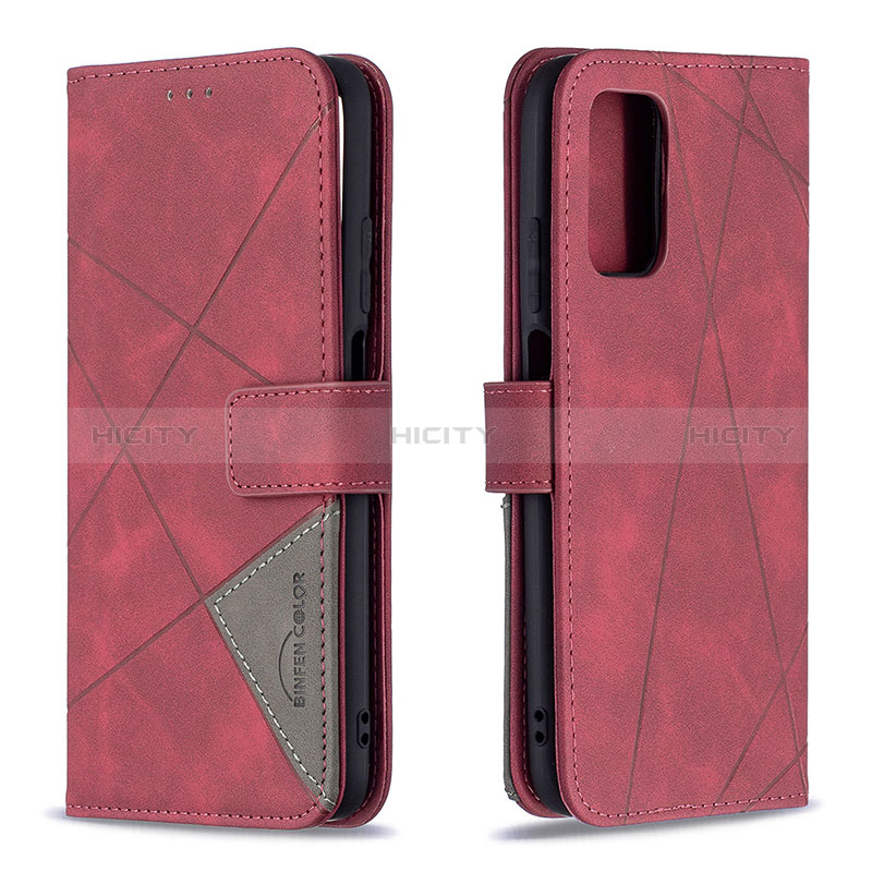 Custodia Portafoglio In Pelle Cover con Supporto B08F per Xiaomi Poco M3 Rosso