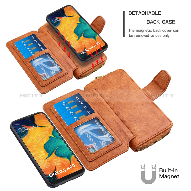 Custodia Portafoglio In Pelle Cover con Supporto B10F per Samsung Galaxy A40