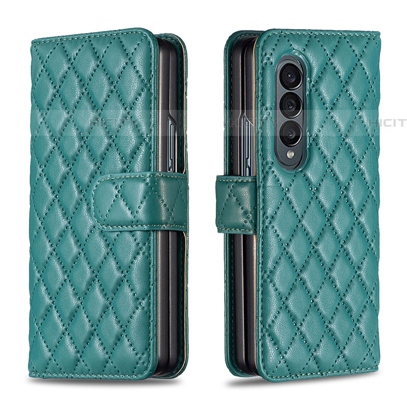 Custodia Portafoglio In Pelle Cover con Supporto B10F per Samsung Galaxy Z Fold4 5G Verde
