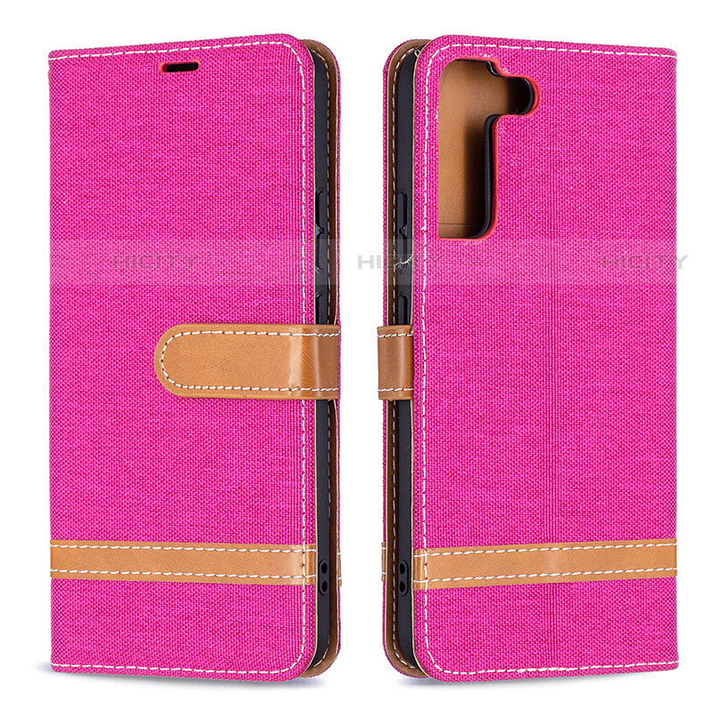 Custodia Portafoglio In Pelle Cover con Supporto B11F per Samsung Galaxy S21 5G Rosa Caldo