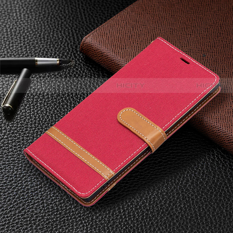 Custodia Portafoglio In Pelle Cover con Supporto B11F per Samsung Galaxy S21 Ultra 5G Rosso