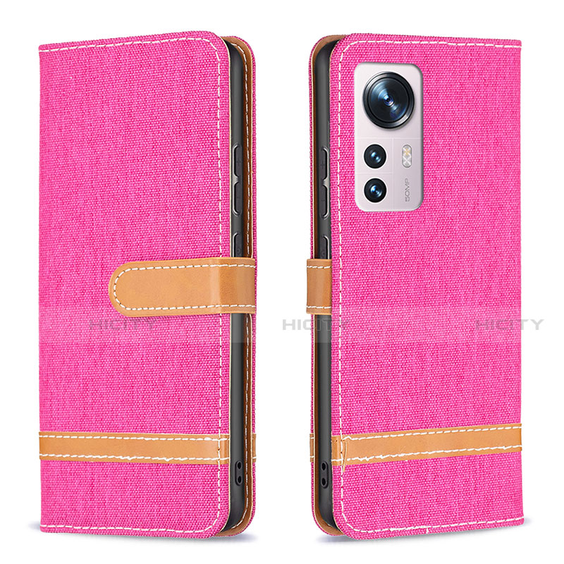 Custodia Portafoglio In Pelle Cover con Supporto B11F per Xiaomi Mi 12 5G Rosa Caldo