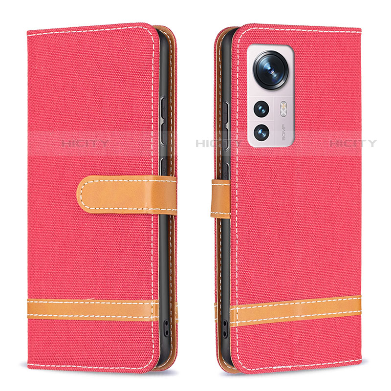 Custodia Portafoglio In Pelle Cover con Supporto B11F per Xiaomi Mi 12 Pro 5G Rosso