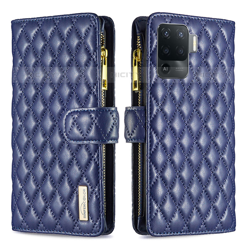 Custodia Portafoglio In Pelle Cover con Supporto B12F per Oppo A94 4G Blu