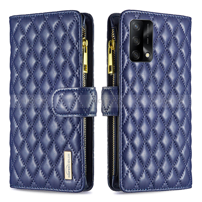 Custodia Portafoglio In Pelle Cover con Supporto B12F per Oppo A95 4G Blu