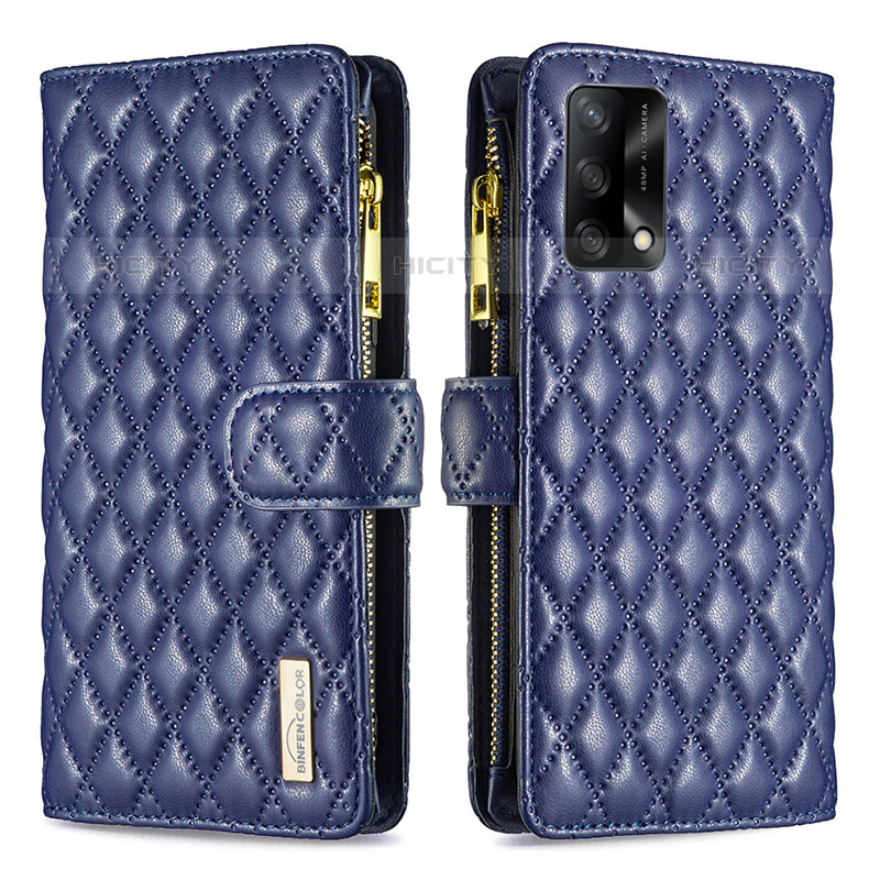 Custodia Portafoglio In Pelle Cover con Supporto B12F per Oppo Reno6 Lite Blu