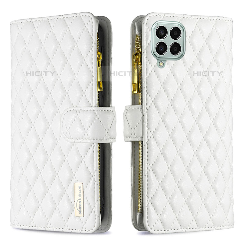 Custodia Portafoglio In Pelle Cover con Supporto B12F per Samsung Galaxy M33 5G Bianco