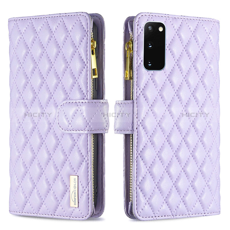 Custodia Portafoglio In Pelle Cover con Supporto B12F per Samsung Galaxy S20 5G Viola