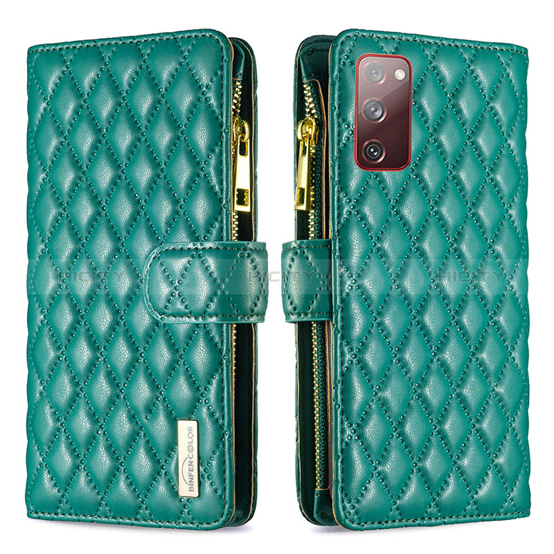 Custodia Portafoglio In Pelle Cover con Supporto B12F per Samsung Galaxy S20 Lite 5G Verde