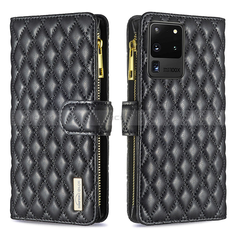 Custodia Portafoglio In Pelle Cover con Supporto B12F per Samsung Galaxy S20 Ultra Nero