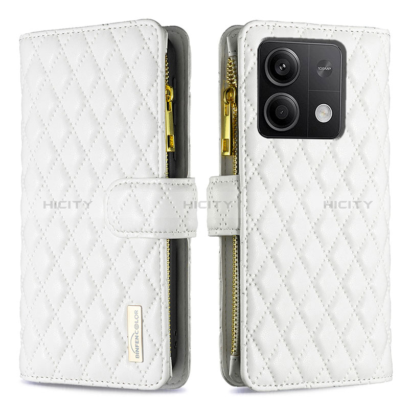Custodia Portafoglio In Pelle Cover con Supporto B12F per Xiaomi Redmi Note 13 5G Bianco