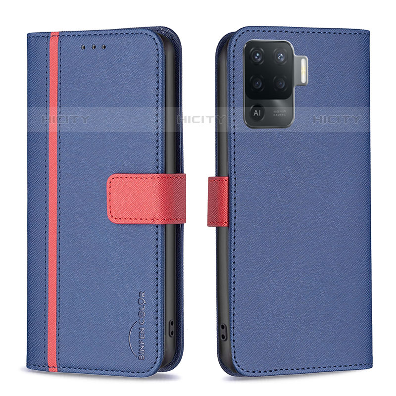 Custodia Portafoglio In Pelle Cover con Supporto B13F per Oppo A94 4G Blu