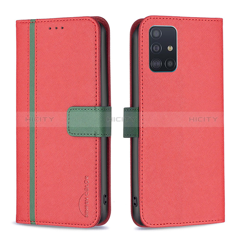 Custodia Portafoglio In Pelle Cover con Supporto B13F per Samsung Galaxy A51 4G Rosso