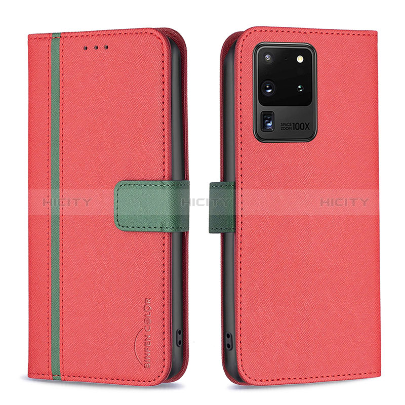 Custodia Portafoglio In Pelle Cover con Supporto B13F per Samsung Galaxy S20 Ultra 5G Rosso