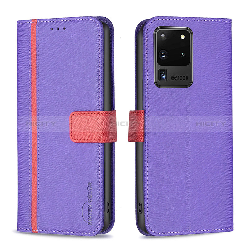 Custodia Portafoglio In Pelle Cover con Supporto B13F per Samsung Galaxy S20 Ultra 5G Viola