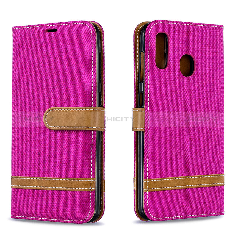Custodia Portafoglio In Pelle Cover con Supporto B16F per Samsung Galaxy A30 Rosa Caldo