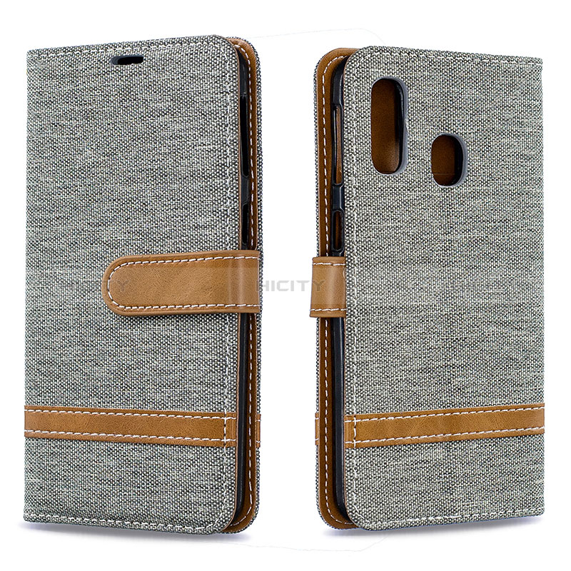 Custodia Portafoglio In Pelle Cover con Supporto B16F per Samsung Galaxy A40 Grigio