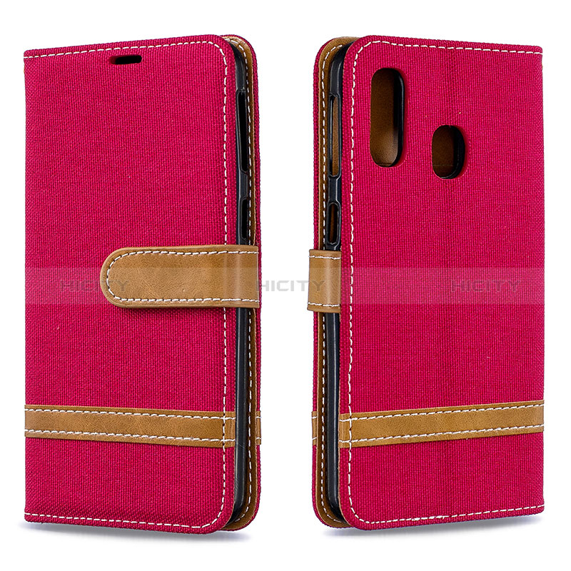 Custodia Portafoglio In Pelle Cover con Supporto B16F per Samsung Galaxy A40 Rosso