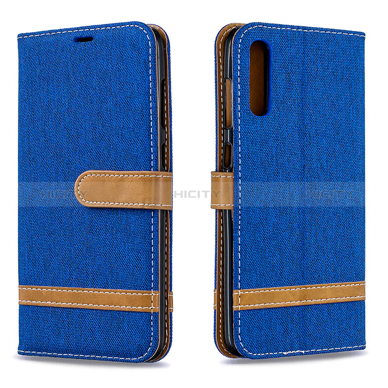 Custodia Portafoglio In Pelle Cover con Supporto B16F per Samsung Galaxy A70 Blu
