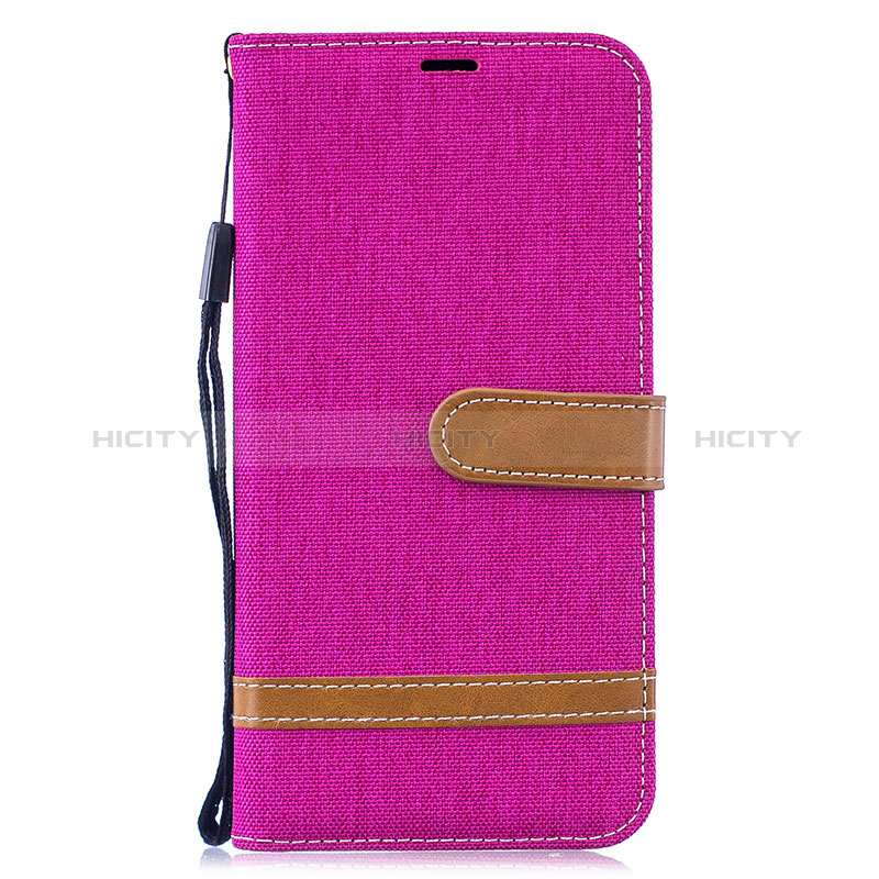 Custodia Portafoglio In Pelle Cover con Supporto B16F per Samsung Galaxy M10 Rosa Caldo