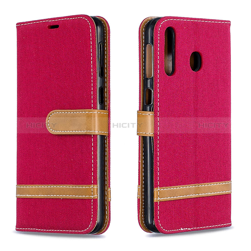 Custodia Portafoglio In Pelle Cover con Supporto B16F per Samsung Galaxy M30 Rosso