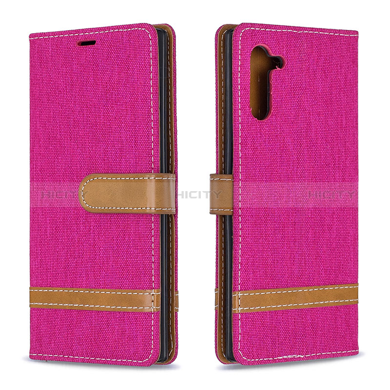 Custodia Portafoglio In Pelle Cover con Supporto B16F per Samsung Galaxy Note 10 5G Rosa Caldo