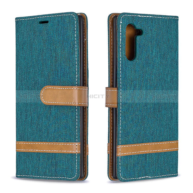 Custodia Portafoglio In Pelle Cover con Supporto B16F per Samsung Galaxy Note 10 5G Verde