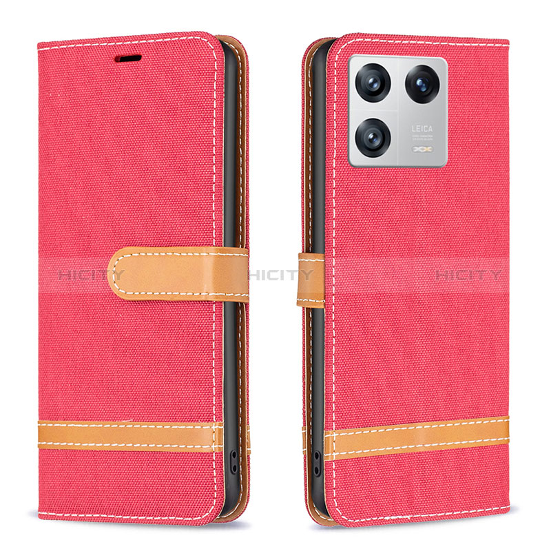 Custodia Portafoglio In Pelle Cover con Supporto B16F per Xiaomi Mi 13 5G Rosso