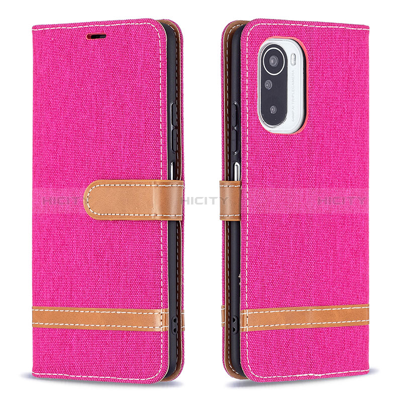 Custodia Portafoglio In Pelle Cover con Supporto B16F per Xiaomi Poco F3 5G Rosa Caldo