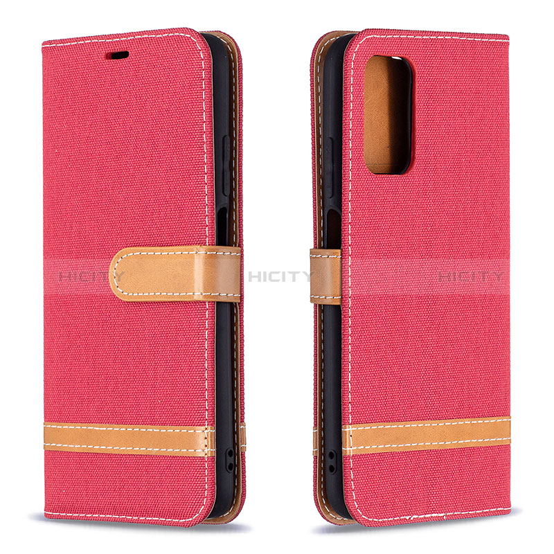 Custodia Portafoglio In Pelle Cover con Supporto B16F per Xiaomi Poco M3 Rosso