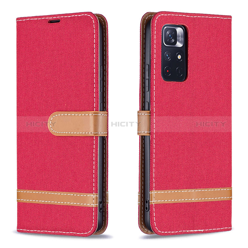 Custodia Portafoglio In Pelle Cover con Supporto B16F per Xiaomi Redmi Note 11T 5G Rosso