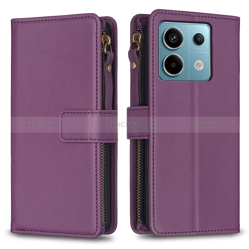Custodia Portafoglio In Pelle Cover con Supporto B17F per Xiaomi Redmi Note 13 Pro 5G Viola