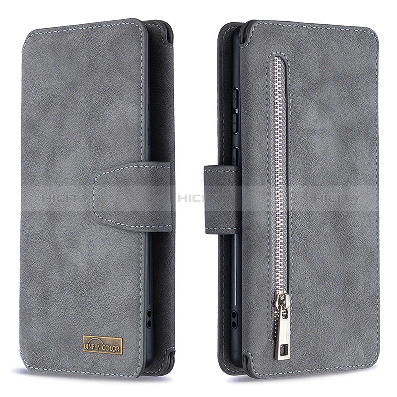 Custodia Portafoglio In Pelle Cover con Supporto B18F per Samsung Galaxy Note 20 5G Grigio