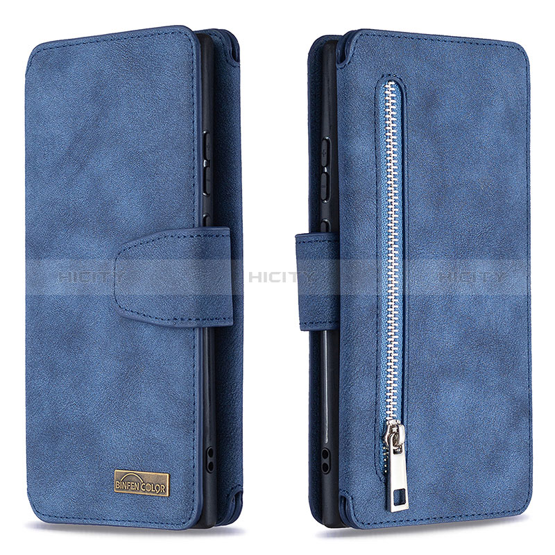 Custodia Portafoglio In Pelle Cover con Supporto B18F per Samsung Galaxy Note 20 Ultra 5G Blu