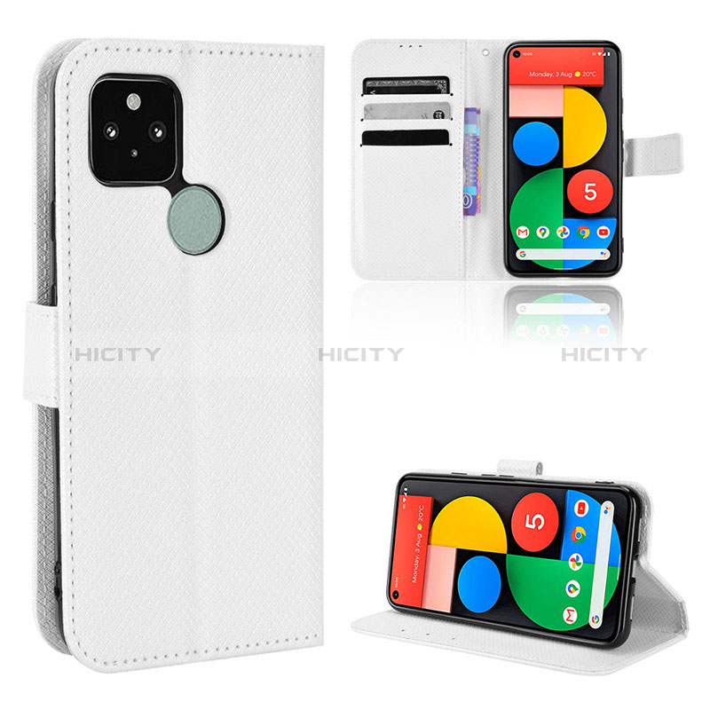 Custodia Portafoglio In Pelle Cover con Supporto BY1 per Google Pixel 5