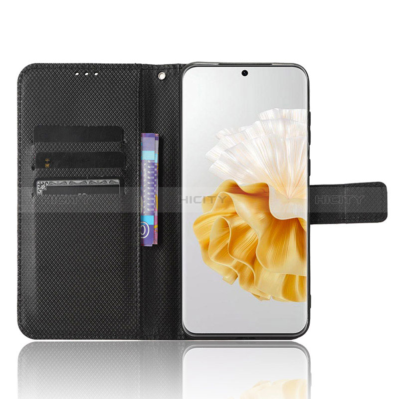 Custodia Portafoglio In Pelle Cover con Supporto BY1 per Huawei P60 Pro