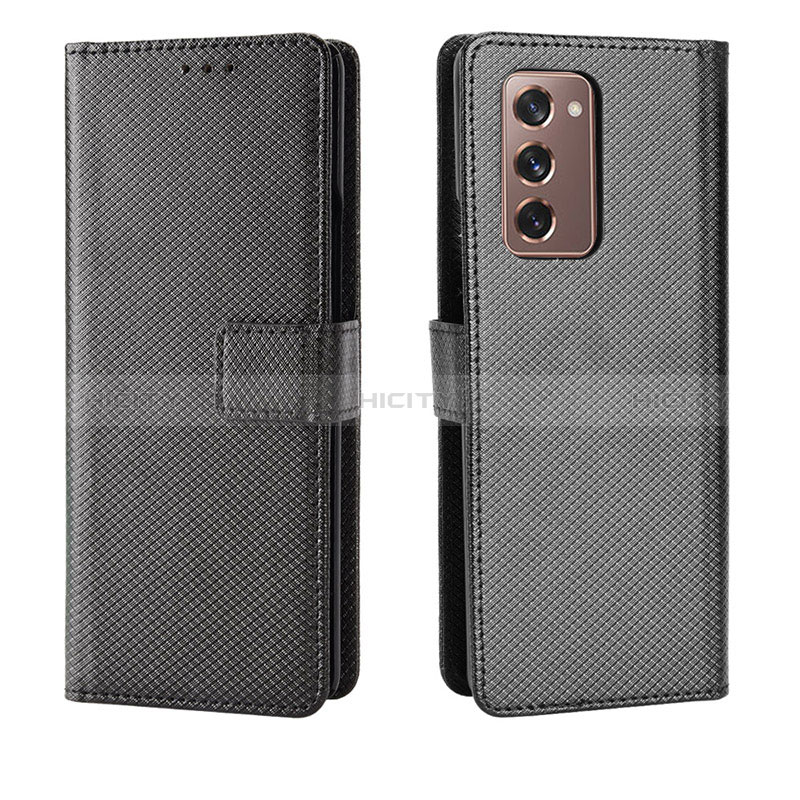 Custodia Portafoglio In Pelle Cover con Supporto BY1 per Samsung Galaxy Z Fold2 5G Nero