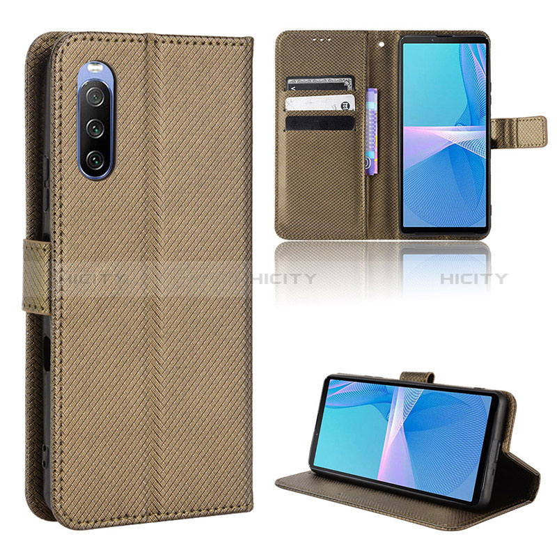 Custodia Portafoglio In Pelle Cover con Supporto BY1 per Sony Xperia 10 III