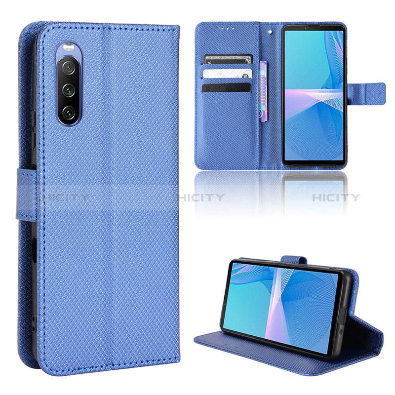 Custodia Portafoglio In Pelle Cover con Supporto BY1 per Sony Xperia 10 III Blu