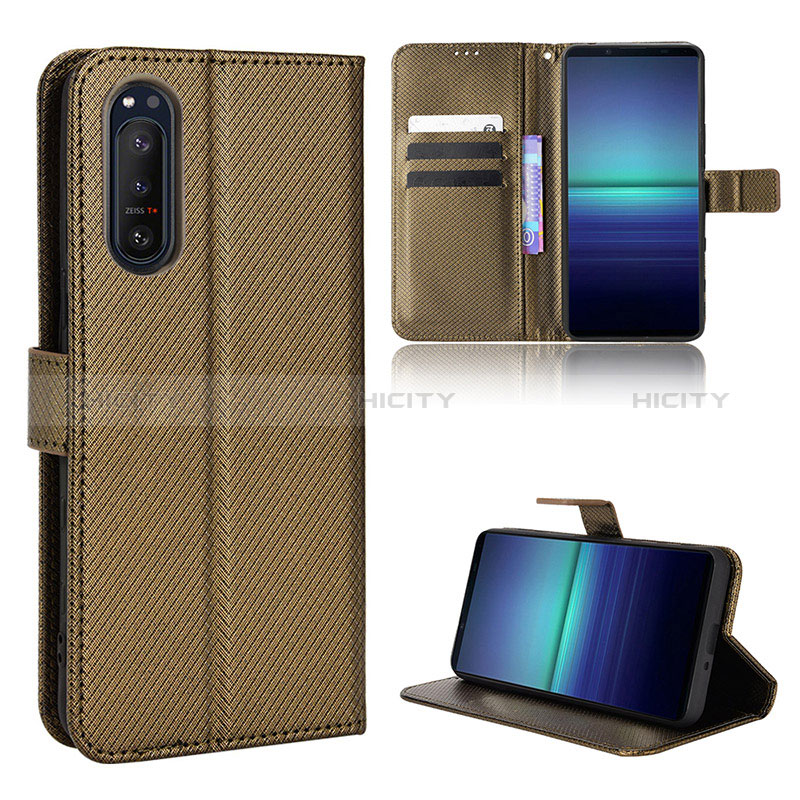 Custodia Portafoglio In Pelle Cover con Supporto BY1 per Sony Xperia 5 II