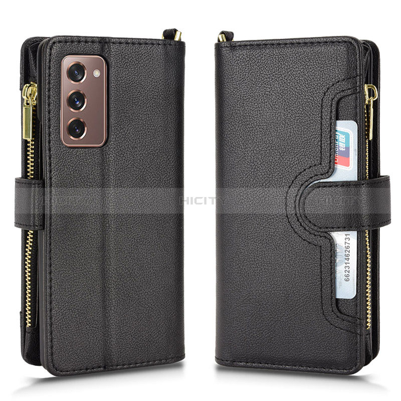 Custodia Portafoglio In Pelle Cover con Supporto BY2 per Samsung Galaxy Z Fold2 5G Nero