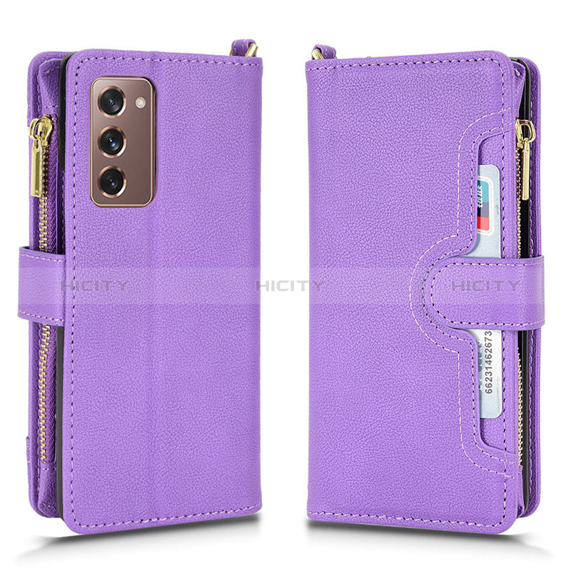 Custodia Portafoglio In Pelle Cover con Supporto BY2 per Samsung Galaxy Z Fold2 5G Viola