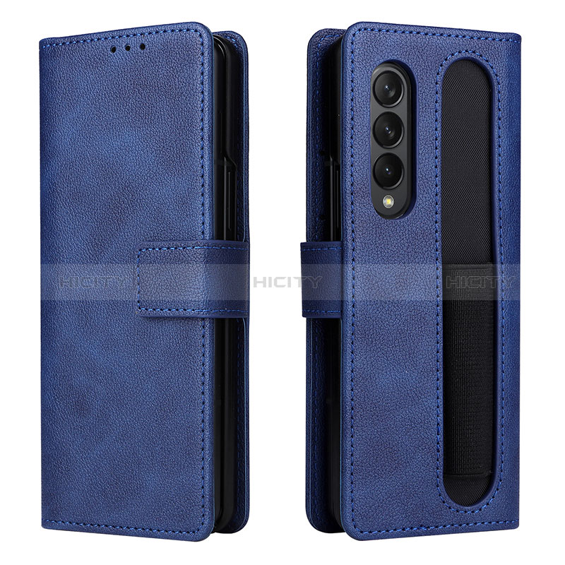 Custodia Portafoglio In Pelle Cover con Supporto BY2 per Samsung Galaxy Z Fold3 5G Blu