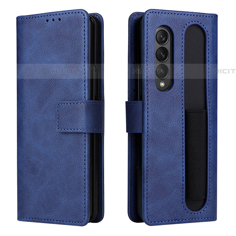 Custodia Portafoglio In Pelle Cover con Supporto BY2 per Samsung Galaxy Z Fold4 5G Blu
