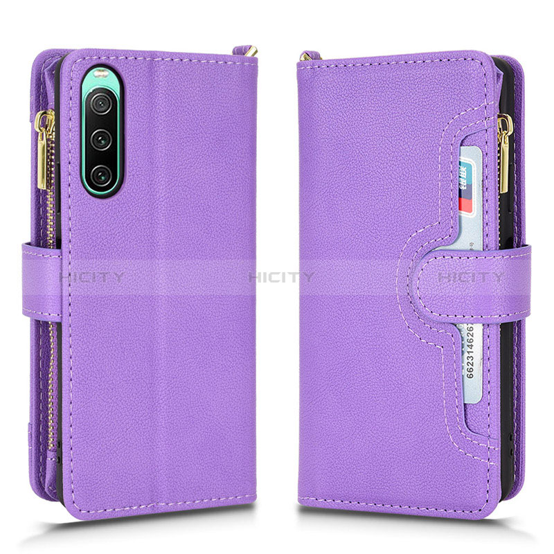 Custodia Portafoglio In Pelle Cover con Supporto BY2 per Sony Xperia 10 IV Oro Rosa