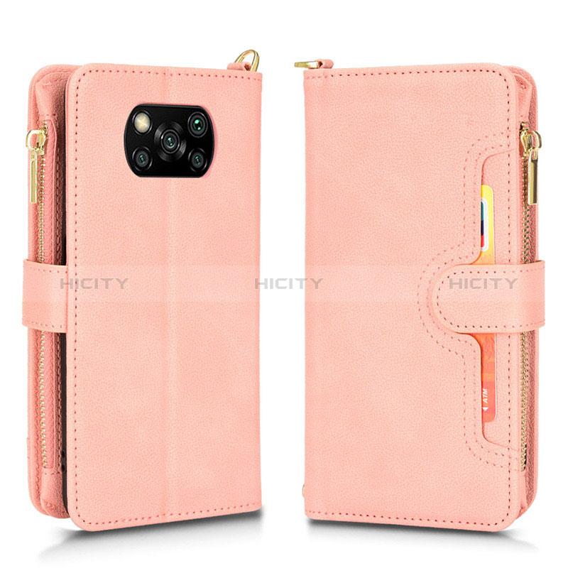Custodia Portafoglio In Pelle Cover con Supporto BY2 per Xiaomi Poco X3 NFC Oro Rosa