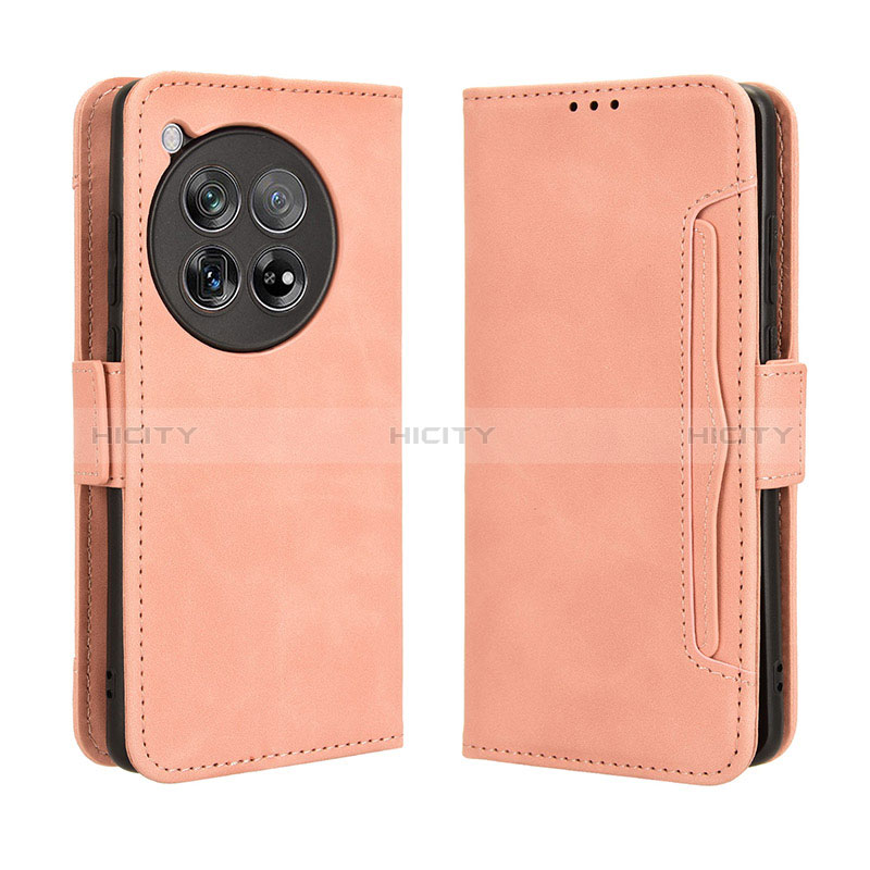 Custodia Portafoglio In Pelle Cover con Supporto BY3 per OnePlus 12R 5G Rosa