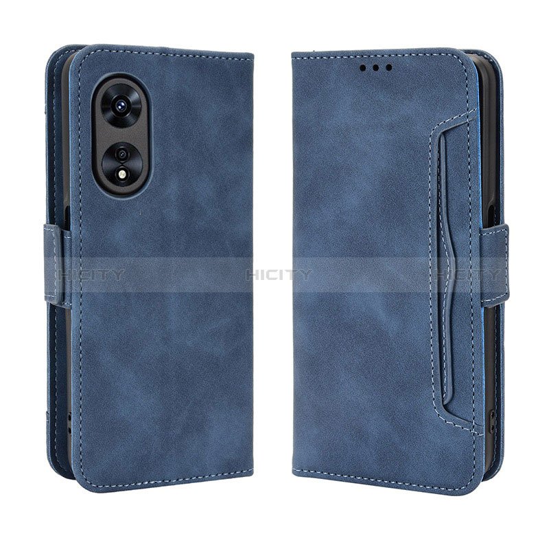 Custodia Portafoglio In Pelle Cover con Supporto BY3 per Oppo A58x 5G Blu