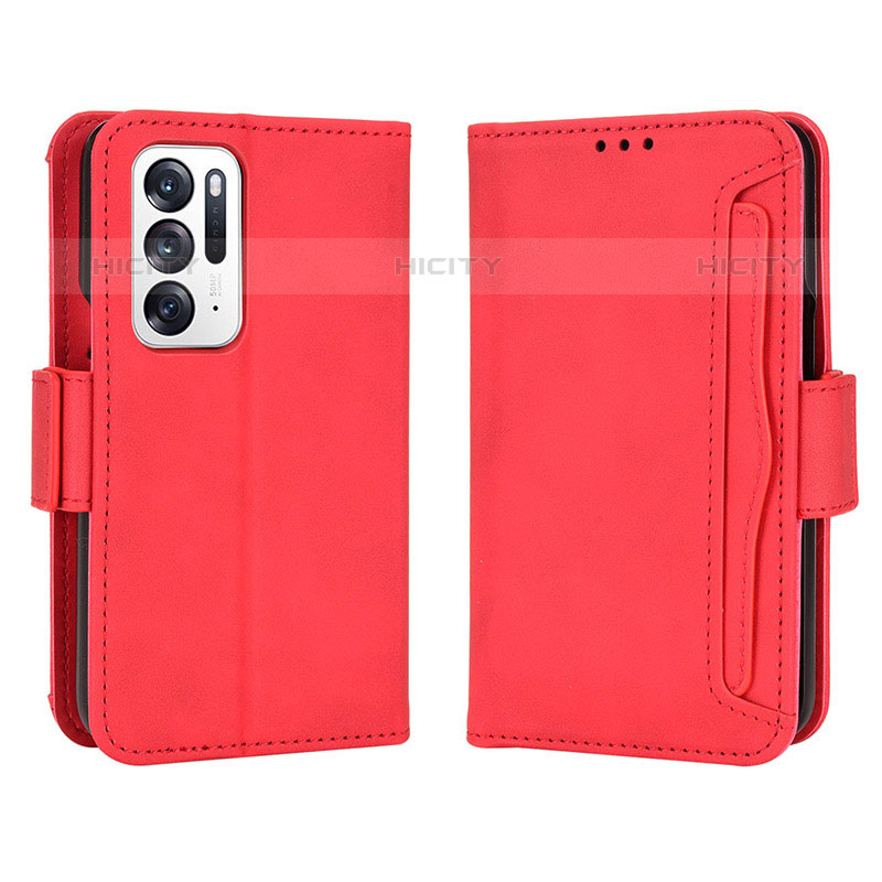 Custodia Portafoglio In Pelle Cover con Supporto BY3 per Oppo Find N 5G Rosso