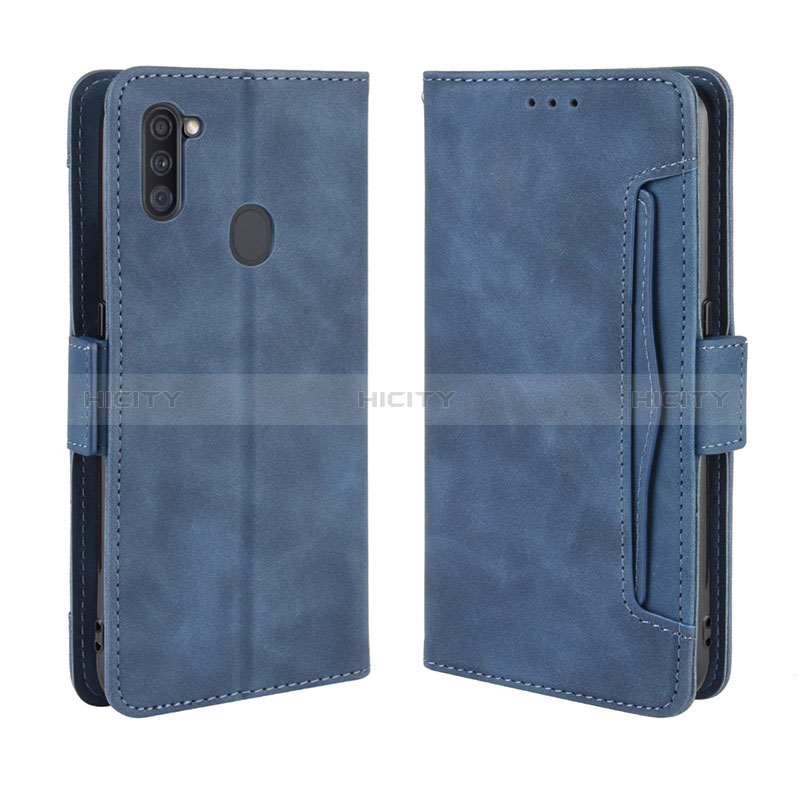 Custodia Portafoglio In Pelle Cover con Supporto BY3 per Samsung Galaxy M11 Blu